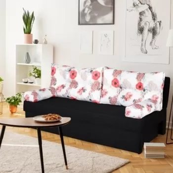 Canapea extensibila Alfi Anthracite 192x80x77 cm cu lada de depozitare, Roses Flower imagine