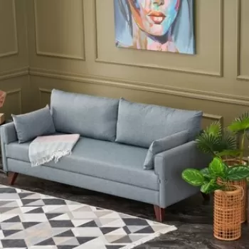 Canapea extensibila Bella, Balcab Home, 3 locuri, 208x81x85 cm, lemn, albastru imagine