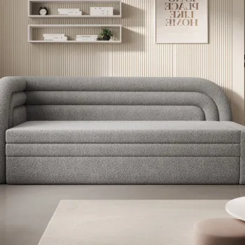 Canapea extensibila brat dreapta 3 locuri, ELTAP, Fabillo, 223x86x80 cm, lemn/poliester, gri deschis imagine