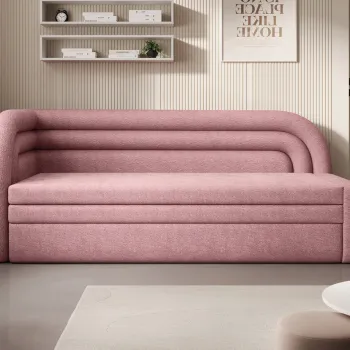 Canapea extensibila brat dreapta 3 locuri, ELTAP, Fabillo, 223x86x80 cm, lemn/poliester, roz imagine