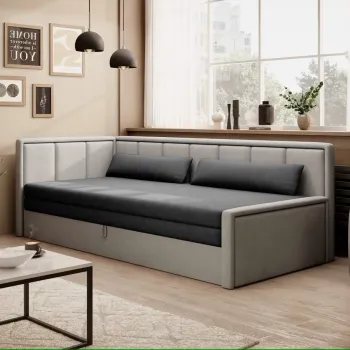 Canapea extensibila brat dreapta 3 locuri, ELTAP, Fulgeo, 214x82x77 cm, lemn/catifea din poliester, gri inchis/gri deschis imagine