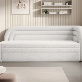 Canapea extensibila brat stanga 3 locuri, ELTAP, Fabillo, 223x86x80 cm, lemn/poliester, alb imagine