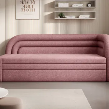 Canapea extensibila brat stanga 3 locuri, ELTAP, Fabillo, 223x86x80 cm, lemn/poliester, roz imagine