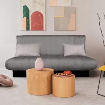 Canapea extensibila Click-Clack Felicity, 195x75x90 cm, lada depozitare, husa textil, Gri inchis imagine