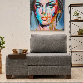 Canapea extensibila cu 1 loc, Balcab Home, 825BLC4713, Lemn, Gri imagine