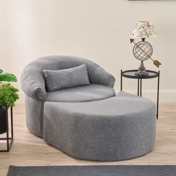 Canapea extensibila cu 1 loc, Balcab Home, 825BLC4724, Material: 100% POLIESTER (tesatura cu textura de in), Gri imagine