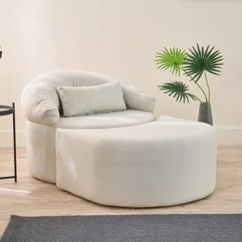 Canapea extensibila cu 1 loc, Balcab Home, 825BLC4726, Material: 100% POLIESTER (tesatura cu textura de in), Crem imagine