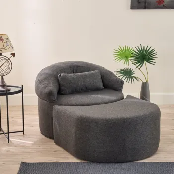 Canapea extensibila cu 1 loc, Balcab Home, 825BLC4728, Material: 100% POLIESTER (tesatura cu textura de in), Antracit imagine