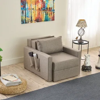 Canapea extensibila cu 1 loc, Balcab Home, 825BLC4734, Cadru: 100% LEMN DE BRAD, Maro imagine