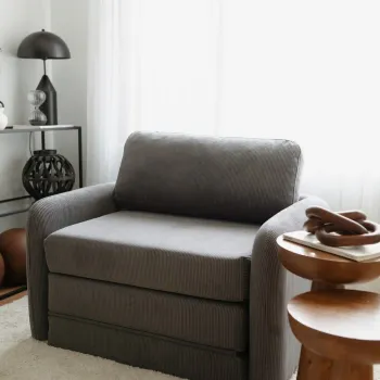 Canapea extensibila cu 1 loc, Evalina, 383EVN1271, Cadru: 100% CARPEN, Gri imagine