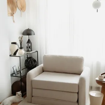 Canapea extensibila cu 1 loc, Evalina, 383EVN1272, Cadru: 100% CARPEN, Alb imagine