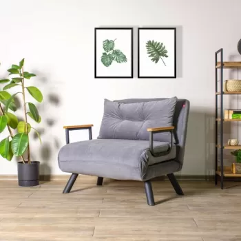 Canapea extensibila cu 1 loc, Futon, 859FTN2313, Metal , Gri imagine