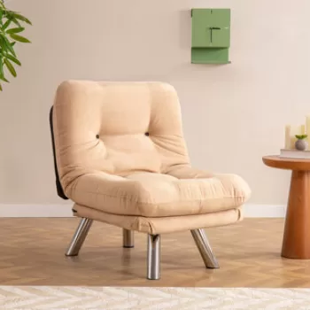 Canapea extensibila cu 1 loc, Futon, 859FTN2320, Metal, Crem imagine