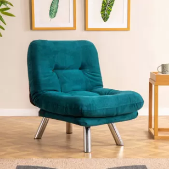 Canapea extensibila cu 1 loc, Futon, 859FTN2322, Metal, Verde petrol imagine