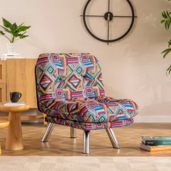 Canapea extensibila cu 1 loc, Futon, 859FTN2323, Metal, Multicolor imagine