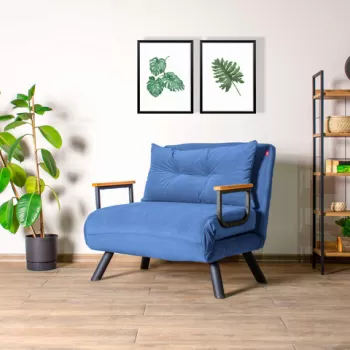 Canapea extensibila cu 1 loc, Futon, 859FTN2324, Metal , Albastru imagine