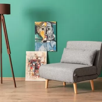 Canapea extensibila cu 1 loc, Futon, 859FTN2330, Metal , Gri deschis imagine