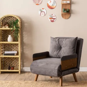 Canapea extensibila cu 1 loc, Futon, 859FTN2332, Metal , Gri imagine