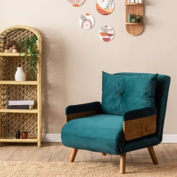 Canapea extensibila cu 1 loc, Futon, 859FTN2333, Metal , Verde petrol imagine