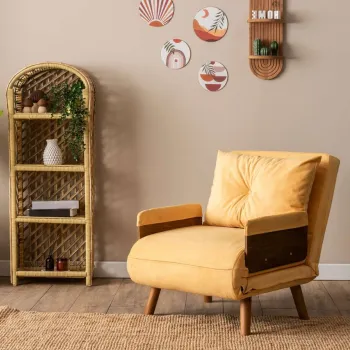 Canapea extensibila cu 1 loc, Futon, 859FTN2334, Metal , Galben mustar imagine