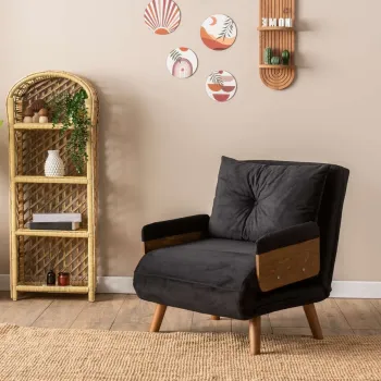 Canapea extensibila cu 1 loc, Futon, 859FTN2335, Metal , Negru imagine