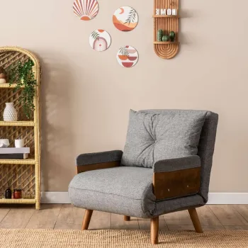 Canapea extensibila cu 1 loc, Futon, 859FTN2337, Metal , Gri deschis imagine