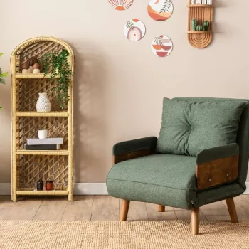 Canapea extensibila cu 1 loc, Futon, 859FTN2339, Metal , Verde imagine