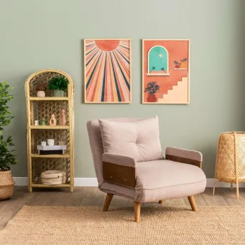 Canapea extensibila cu 1 loc, Futon, 859FTN2341, Metal , Bej imagine