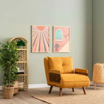 Canapea extensibila cu 1 loc, Futon, 859FTN2342, Metal , Galben mustar imagine