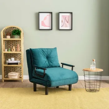 Canapea extensibila cu 1 loc, Futon, 859FTN2344, Metal , Verde petrol imagine