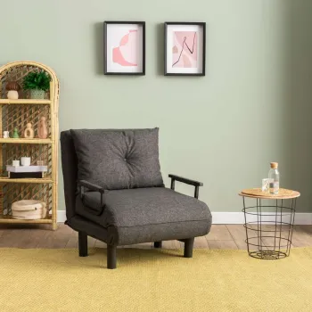 Canapea extensibila cu 1 loc, Futon, 859FTN2346, Metal , Gri inchis imagine