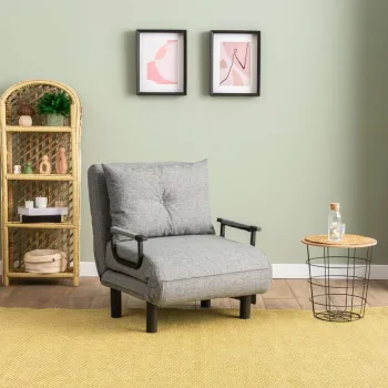 Canapea extensibila cu 1 loc, Futon, 859FTN2347, Metal , Gri deschis imagine