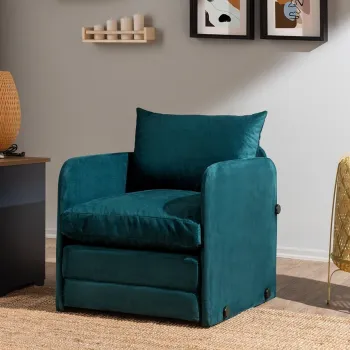 Canapea extensibila cu 1 loc, Futon, 859FTN2878, Metal , Verde petrol imagine