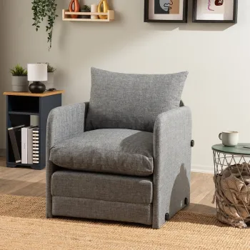 Canapea extensibila cu 1 loc, Futon, 859FTN2881, Metal , Gri deschis imagine