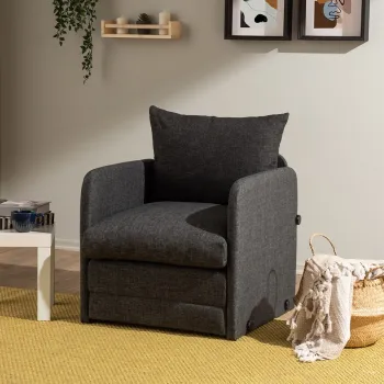 Canapea extensibila cu 1 loc, Futon, 859FTN2882, Metal , Gri inchis imagine