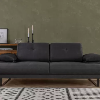 Canapea extensibila cu 2 locuri, Artie, 560ARE1519, Lemn de fag / PAL, Antracit imagine