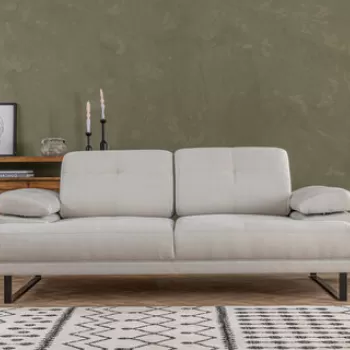 Canapea extensibila cu 2 locuri, Artie, 560ARE1521, Lemn de fag / PAL, Alb imagine