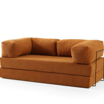 Canapea extensibila cu 2 locuri, Artie, 560ARE4163, Cadru: Fara cadru, Portocaliu imagine