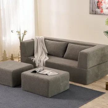 Canapea extensibila cu 2 locuri, Balcab Home, 825BLC5401, Material: 100% SENILA, Gri imagine