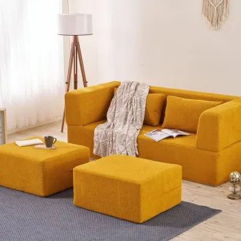 Canapea extensibila cu 2 locuri, Balcab Home, 825BLC5403, Material: 100% SENILA, Portocaliu imagine