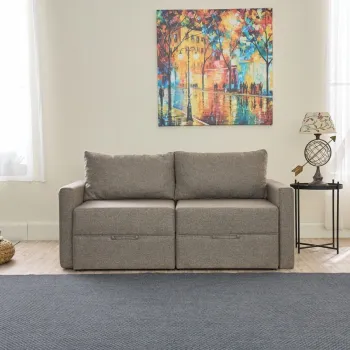 Canapea extensibila cu 2 locuri, Balcab Home, 825BLC5415, Cadru: 100% LEMN DE BRAD, Maro imagine