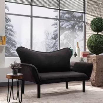 Canapea extensibila cu 2 locuri, Futon, 859FTN1226, Metal, Negru imagine