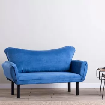 Canapea extensibila cu 2 locuri, Futon, 859FTN1239, Metal, Albastru imagine