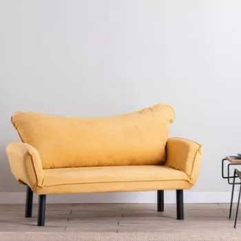 Canapea extensibila cu 2 locuri, Futon, 859FTN1241, Metal, Galben mustar imagine