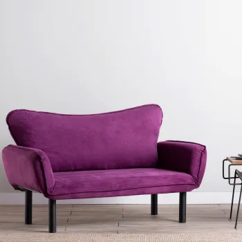 Canapea extensibila cu 2 locuri, Futon, 859FTN1242, Metal, Mov imagine