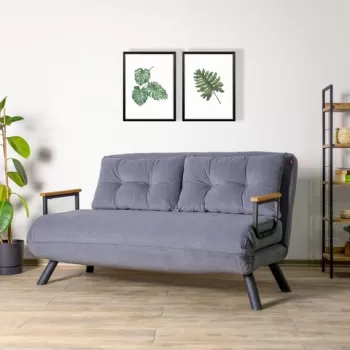 Canapea extensibila cu 2 locuri, Futon, 859FTN1274, Metal , Gri imagine