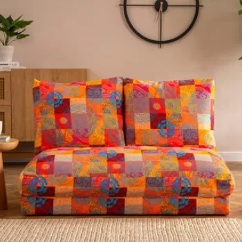 Canapea extensibila cu 2 locuri, Futon, 859FTN2705, Metal , Multicolor imagine