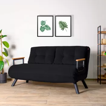 Canapea extensibila cu 2 locuri, Futon, 859FTN2706, Metal , Negru imagine