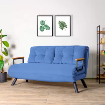 Canapea extensibila cu 2 locuri, Futon, 859FTN2707, Metal , Albastru imagine