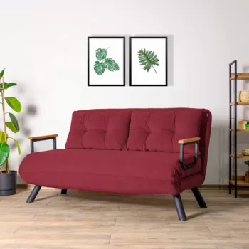 Canapea extensibila cu 2 locuri, Futon, 859FTN2710, Metal , Maro imagine